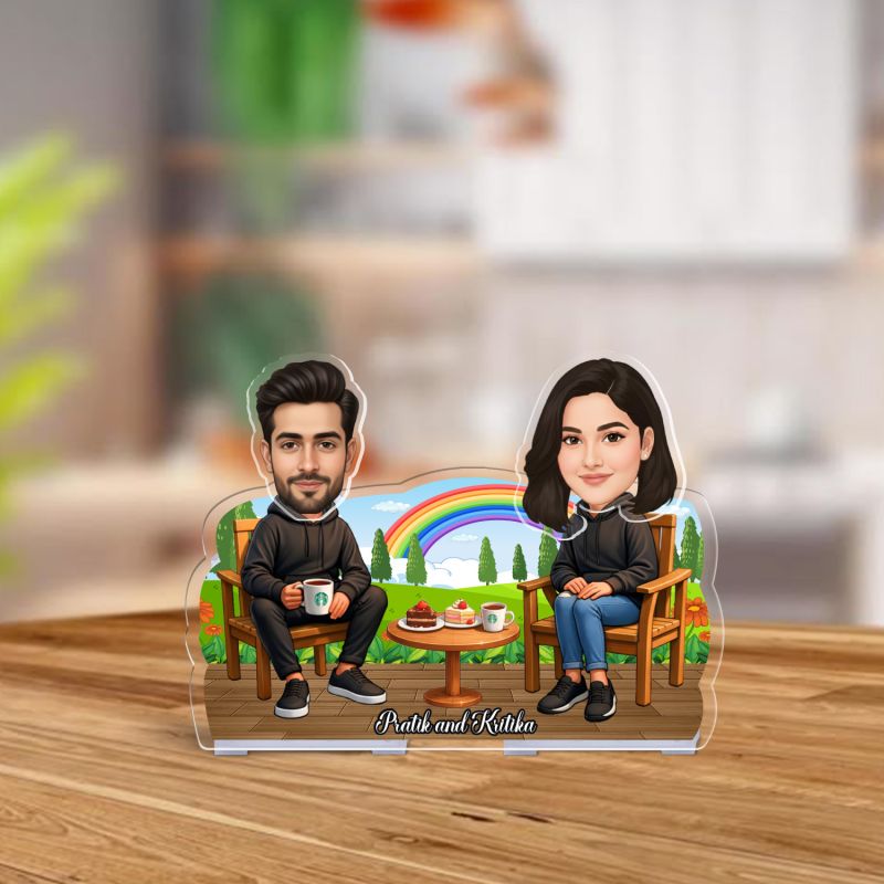 Personalized Proposing Couple Bobblehead Caricature Custom Cartoon Face Cutout Propose Theme Tabletop Decor for Girlfriend Boyfriend, Husband & Wife  Battery Powered Moving Head